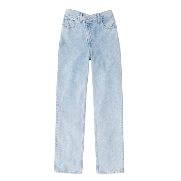 Abercrombie & Fitch The 90 Straight Leg Ultra High Rise Washed Blue Jeans Size 4 - Picture 1 of 12
